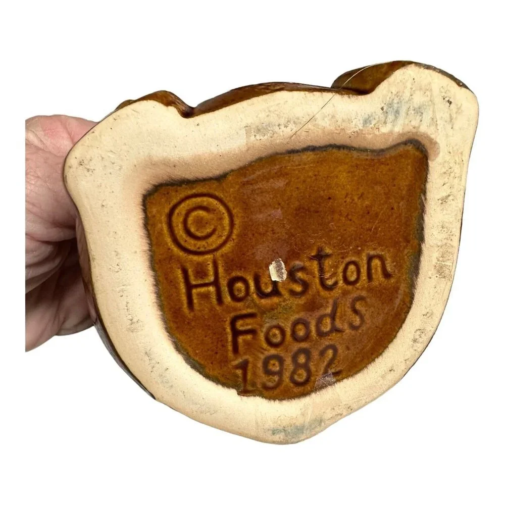 Vintage 1982 Houston Foods Ceramic Bear Honey Pot Container Jam Jar Hand Painted